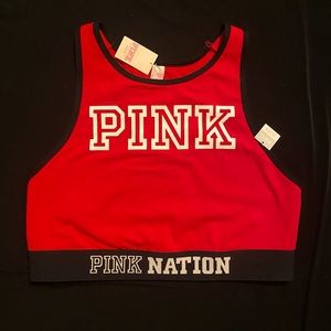 Victoria’s Secret ❤️ NWT Pink -Size medium crop top/unlined sports bra Red&white